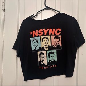 Black NSYNC Graphic Crop Top
